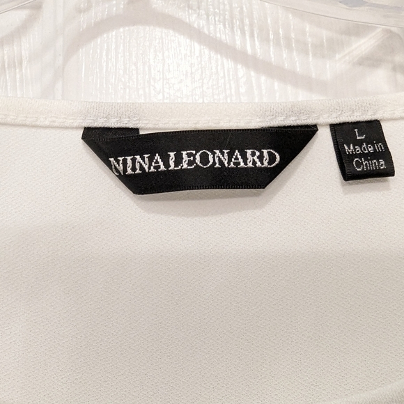 Nina Leonard White pullover layered flowy lightweight Blouse shirt size L office - Picture 5 of 8